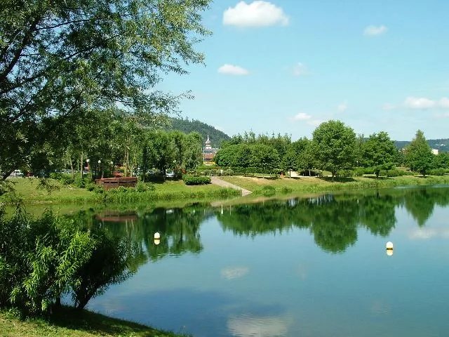 Plan d’eau de Remiremont bordé d’arbres