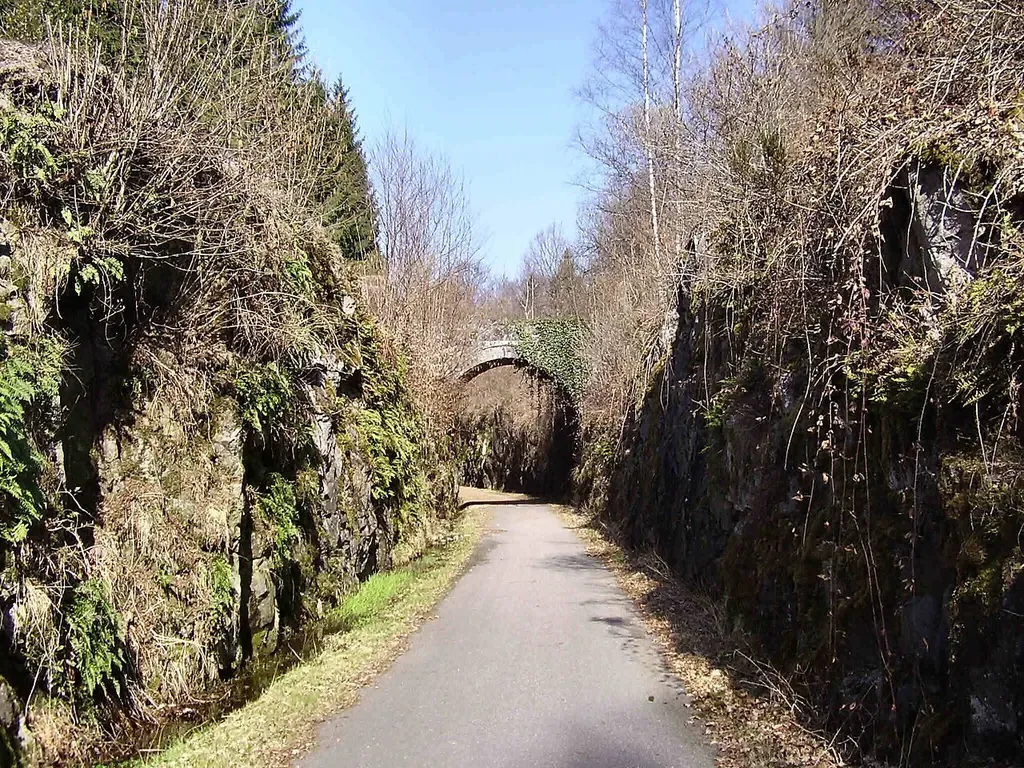 Voie Verte des Hautes-Vosges aménagée sur une ancienne voie ferrée