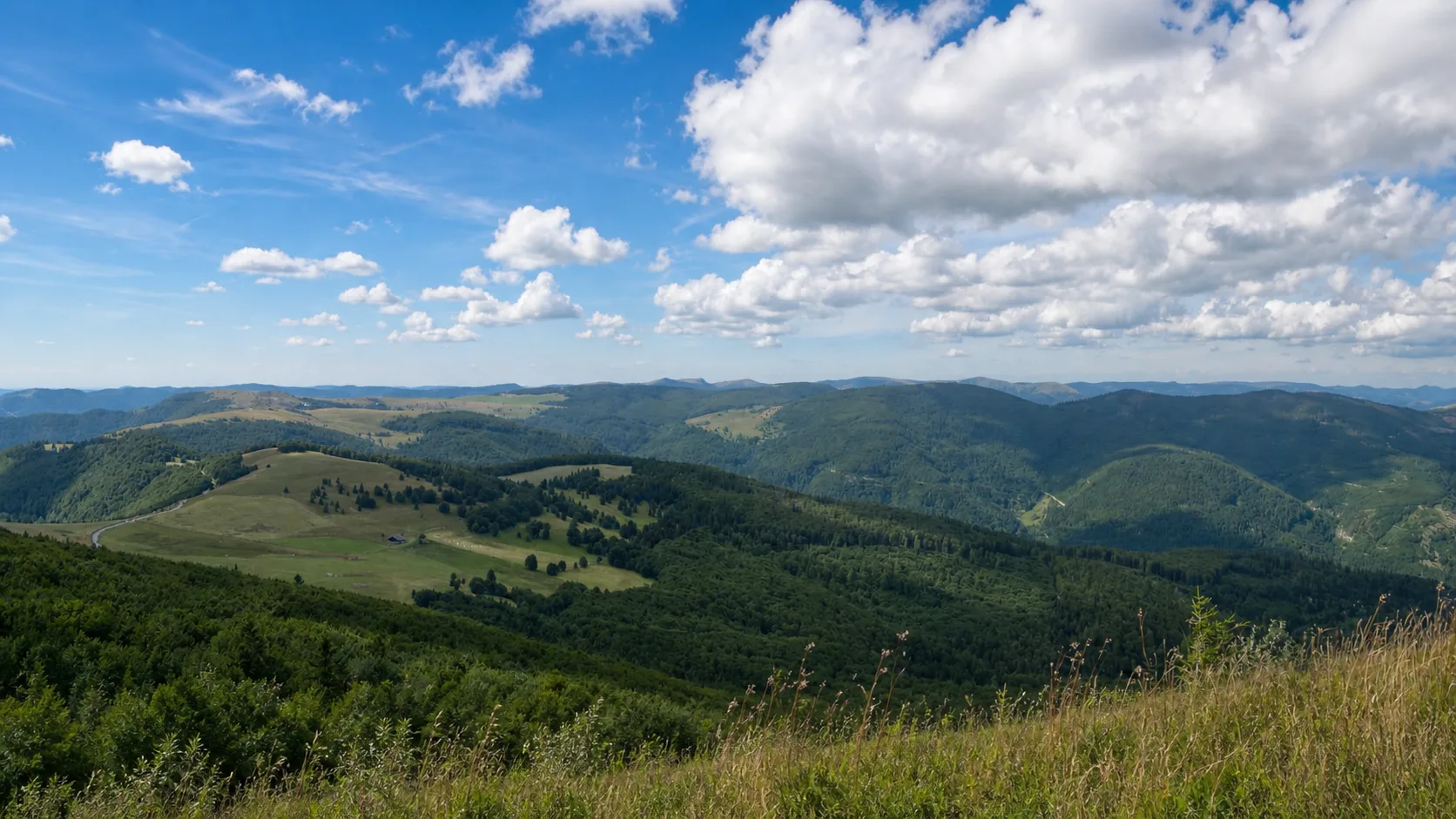 Panorama des crêtes, vallées et forêts des Vosges